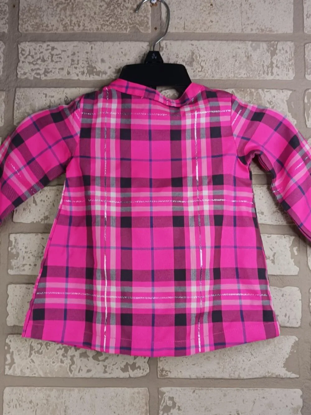 Carter's Girls Size 12M Top Pink Plaid 1/4 Button Long Sleeve Shirt